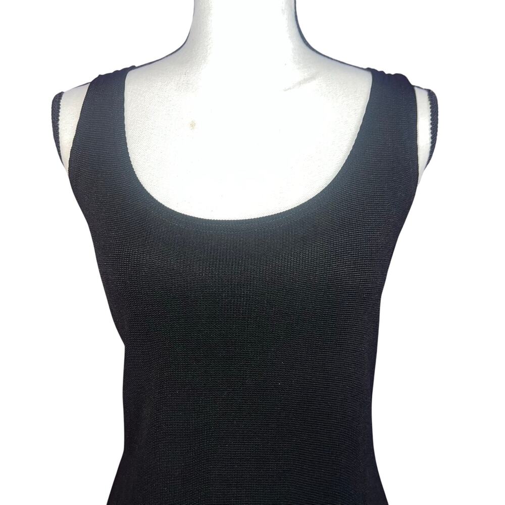 Vintage 90s Romi Nicole Black Sleeveless Beaded Hem Mini Dress Size 8 - Picture 3 of 7
